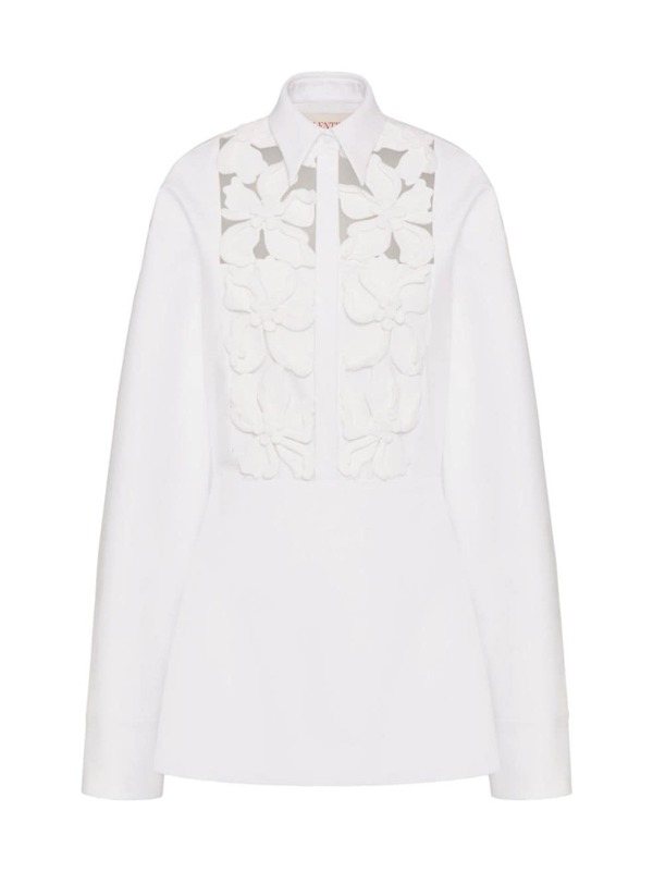 【送料無料】 ヴァレンティノ レディース ワンピース トップス Embroidered Compact Poplin Short Dress white