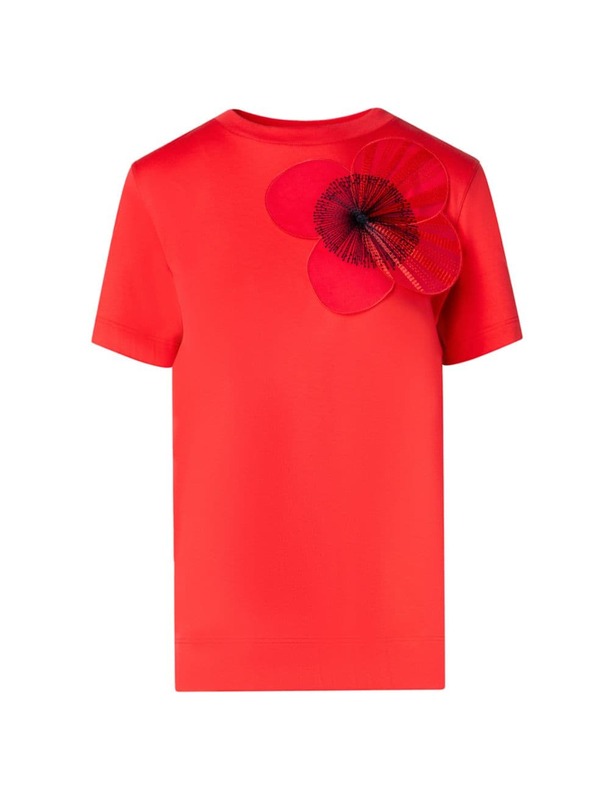 yz ANX fB[X TVc gbvX Poppy Applique Cotton T-Shirt poppy