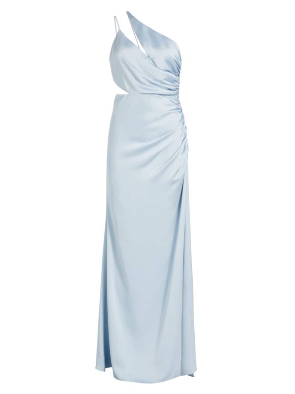【送料無料】 レイミー ブルック レディース ワンピース トップス Kaydence Satin One-Shoulder Gown crystal blue