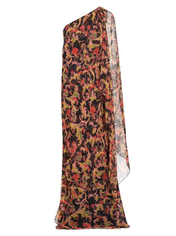 【送料無料】 プラバルグラング レディース ワンピース トップス Leafy Silk Chiffon Sari Gown black multi