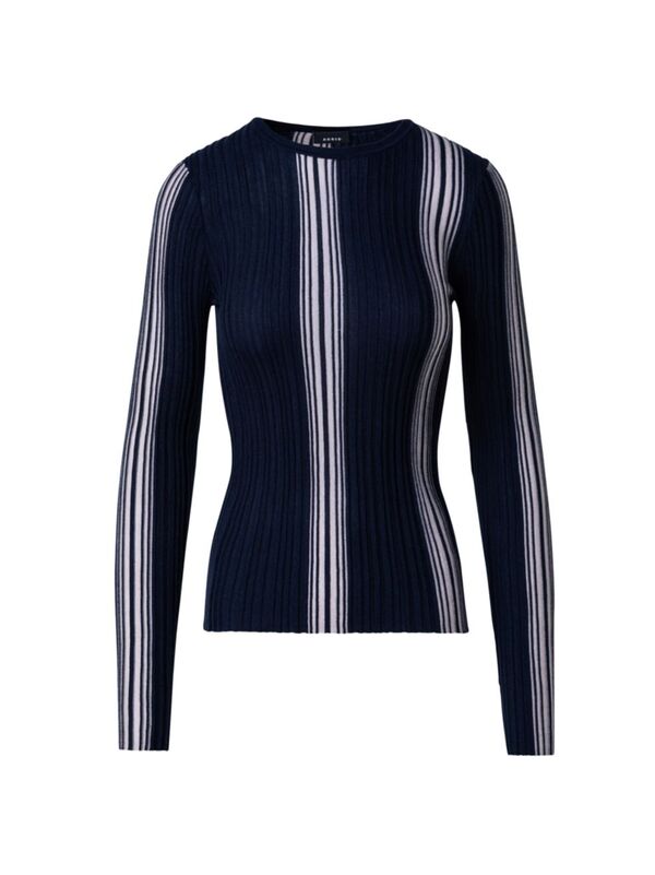 yz ANX fB[X jbgEZ[^[ AE^[ Striped Wool & Silk-Blend Sweater navy greige