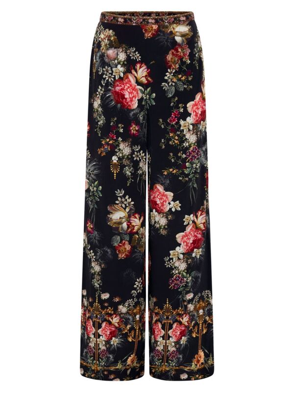 ̵ ߥ ǥ 奢ѥ ܥȥॹ Silk Floral Wide-Leg Pants night at th...