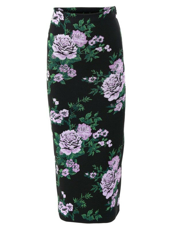 【送料無料】 キャロライナヘレラ レディース スカート ボトムス Knit Floral Silk Pencil Skirt black multi