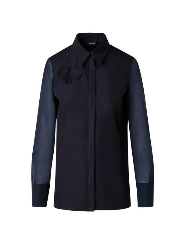 ̵ ꥹ ǥ  ȥåץ Poppy Applique Cotton Voile Shirt black