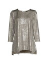 【送料無料】 キャロライン ローズ レディース シャツ ブラウス トップス Reflection Knit Blouse silver