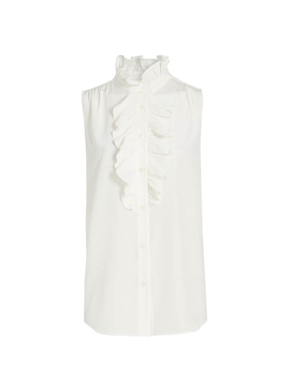 楽天ReVida 楽天市場店【送料無料】 フレーム レディース シャツ ブラウス トップス Ruffled Silk Sleeveless Blouse cream