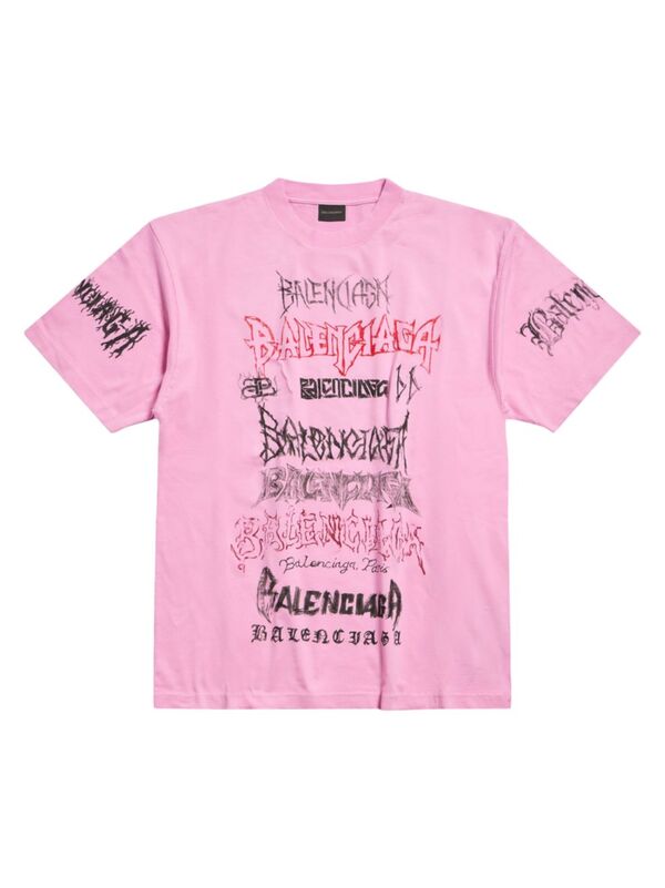 yz oVAK fB[X TVc gbvX DIY Metal T-Shirt Large Fit pink black red