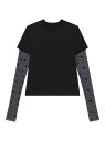 【送料無料】 ジバンシー レディース Tシャツ トップス Classic Fit T-Shirt in Bi-Material 4g Pattern black