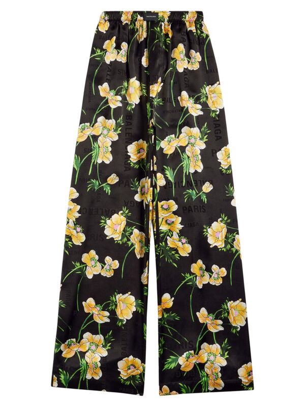 【送料無料】 バレンシアガ レディース ナイトウェア アンダーウェア Floral Pajama Pants black