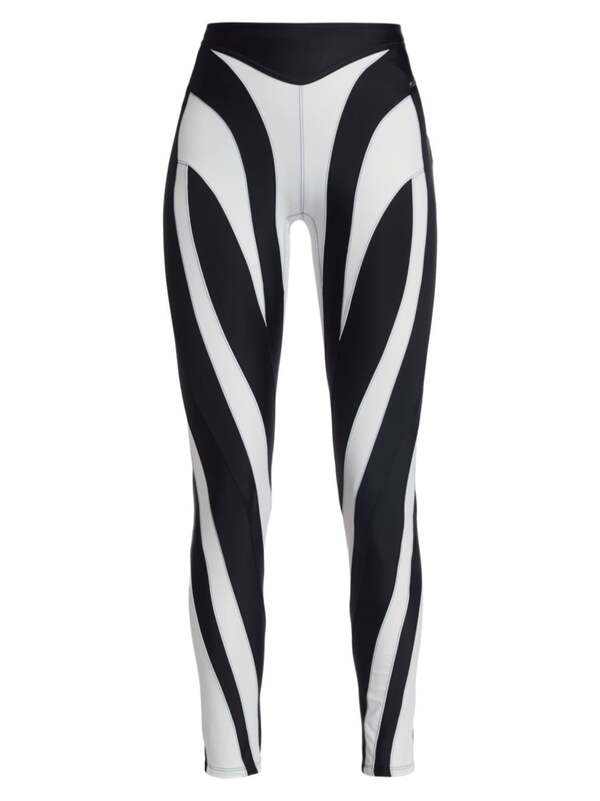 【送料無料】 マグラー レディース レギンス ボトムス Striped Knit Leggings black white