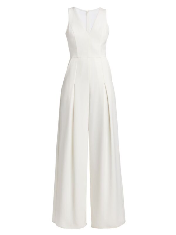  アムサール レディース ジャンプスーツ トップス Crepe Wide-Leg Jumpsuit ivory