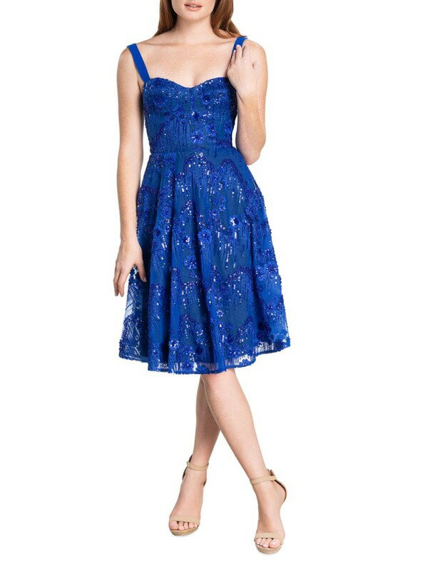 【送料無料】 ドレスザポプレーション レディース ワンピース トップス Bridal Adelina Fit-And-Flare Dress electric blue multi