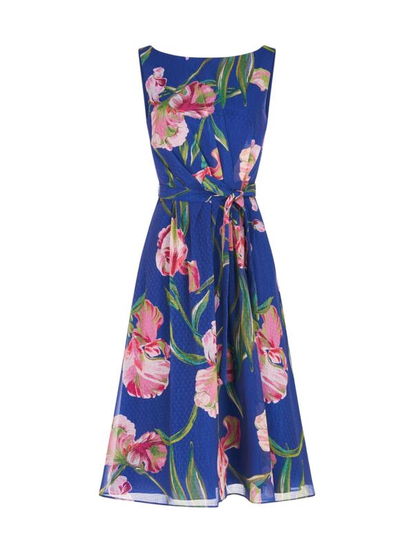 【送料無料】 ケイ アンジャー レディース ワンピース トップス Ali Belted Floral Midi-Dress surf blue multi