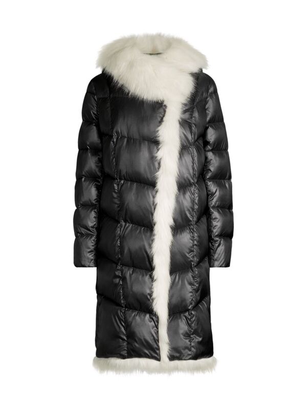 【送料無料】 ダナ キャラン ニューヨーク レディース ジャケット・ブルゾン アウター Faux-Fur-Trimmed Sleeping Bag Coat black