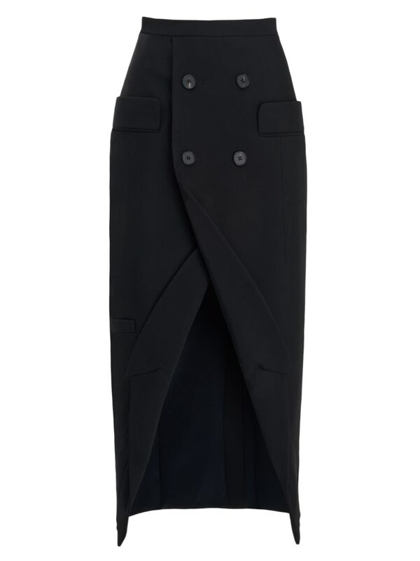 ̵ 쥭ޥå ǥ  ܥȥॹ Double-Breasted Wool Midi-Skirt black