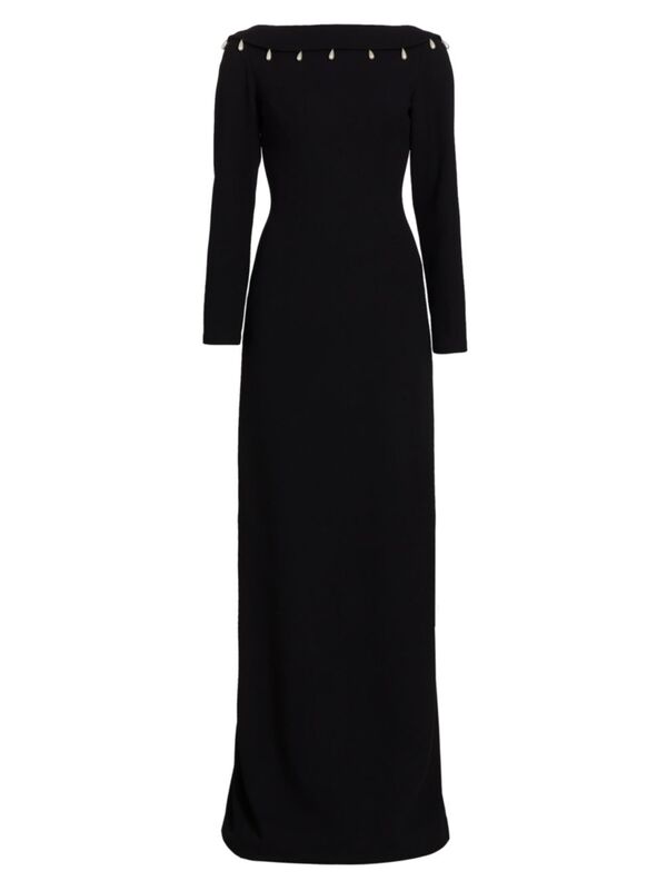 ̵  ǥ ԡ ȥåץ Faux Pearl-Detailed Low-Back Gown black