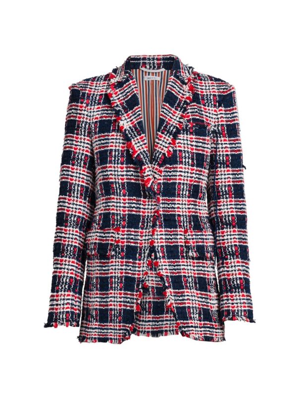 【送料無料】 トムブラウン レディース ジャケット・ブルゾン アウター Plaid Tweed Jacket red white blue