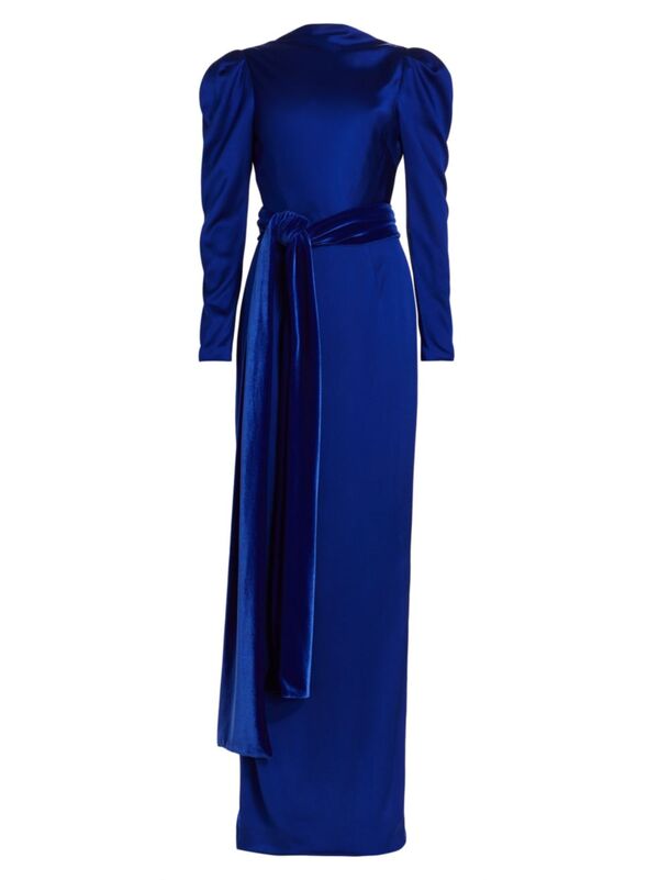 【送料無料】 モニークルイリエ レディース ワンピース トップス Silk Satin Column Gown royal blue