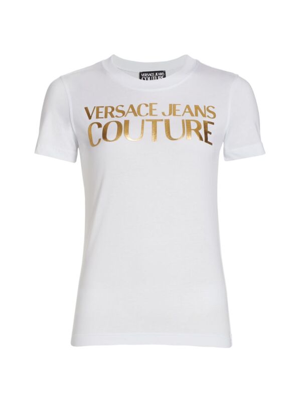 yz FT[` fB[X TVc gbvX Metallic Logo T-Shirt bianco gold