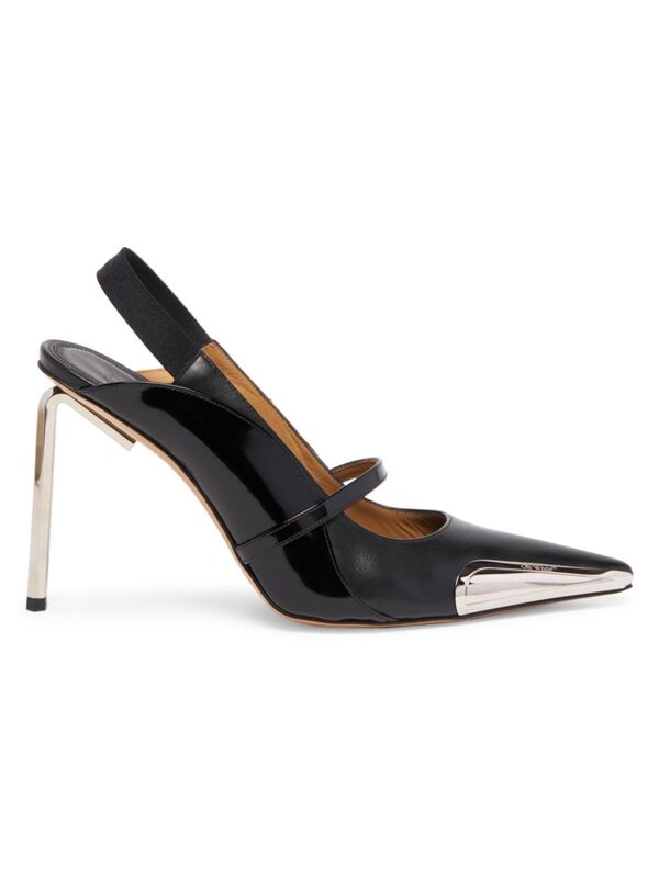 【送料無料】 オフ-ホワイト レディース ヒール シューズ Allen 100MM Leather Slingback Stiletto Heels black