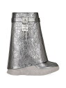 【送料無料】 ジバンシー レディース ブーツ・レインブーツ シューズ Shark Lock Biker Ankle Boots in Laminated Leather silvery grey