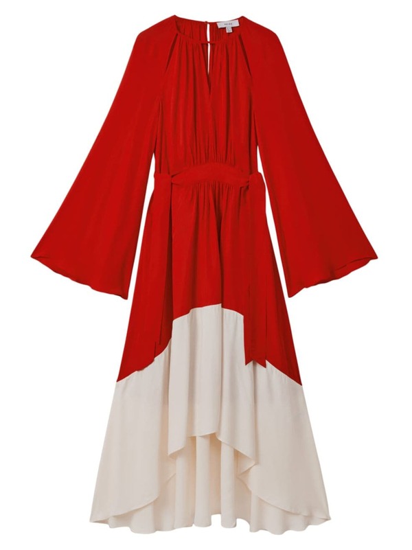 【送料無料】 レイス レディース ワンピース トップス Luella Two-Tone Jersey Midi-Dress red cream