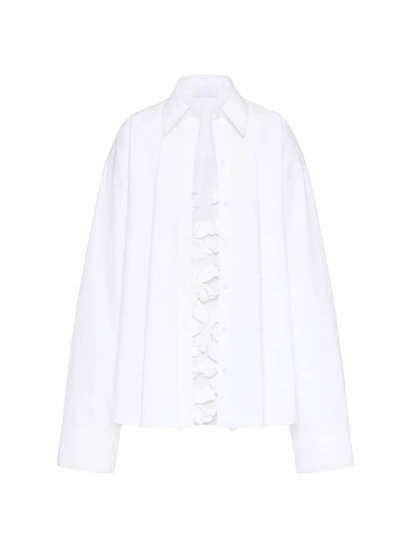 【送料無料】 ヴァレンティノ レディース シャツ トップス Embroidered Compact Poplin Shirt white