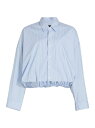 【送料無料】 アールサーティーン レディース シャツ トップス Gathered Hem Striped Cotton Shirt light blue medium stripe