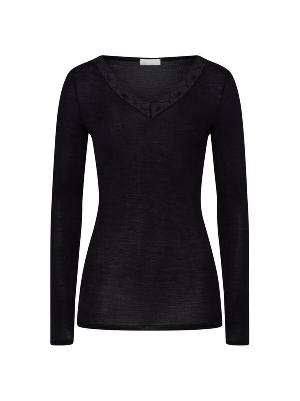 ̵ ϥ ǥ ʥȥ  Woolen Lace V-Neck Top black