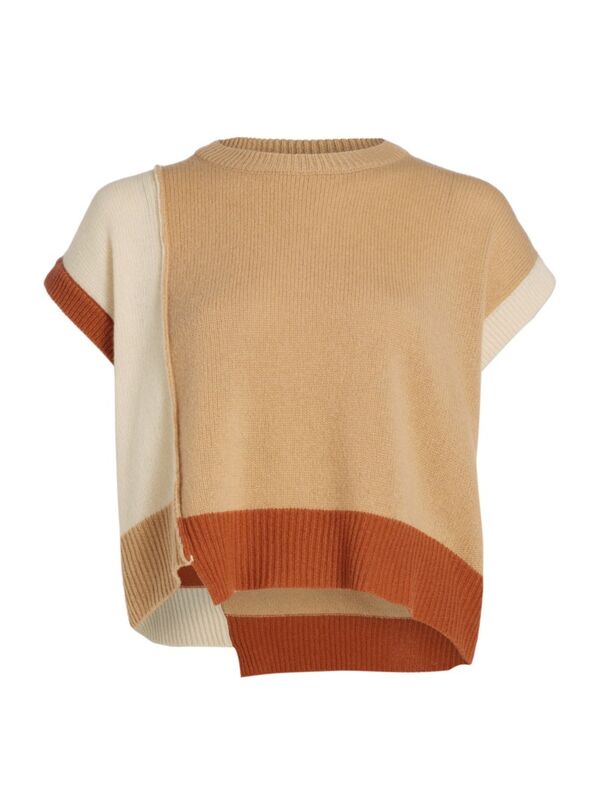 ̵ ޥ ǥ ˥åȡ  Asymmetric Colorblocked Cashmere Crop Sweater alabaster