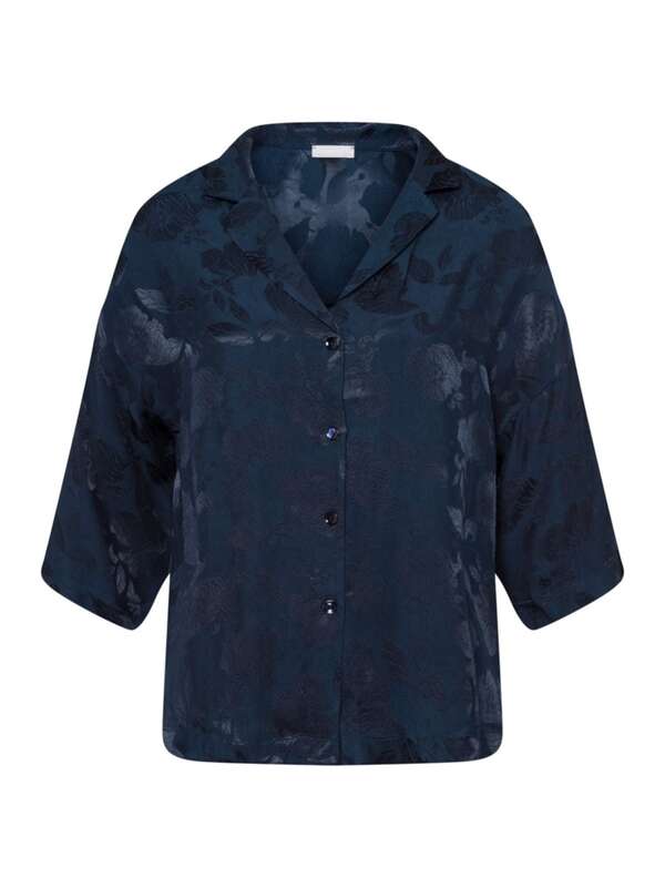 【送料無料】 ハンロ レディース ナイトウェア アンダーウェア Valene Floral Jacquard Shirt blueberry flowers