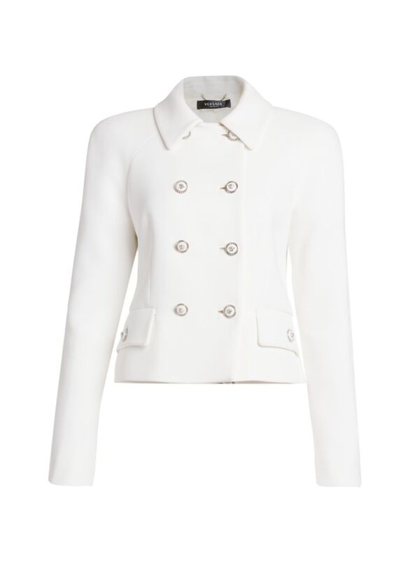 【送料無料】 ヴェルサーチ レディース ジャケット・ブルゾン アウター Double-Breasted Stretch Crepe Jacket optical white