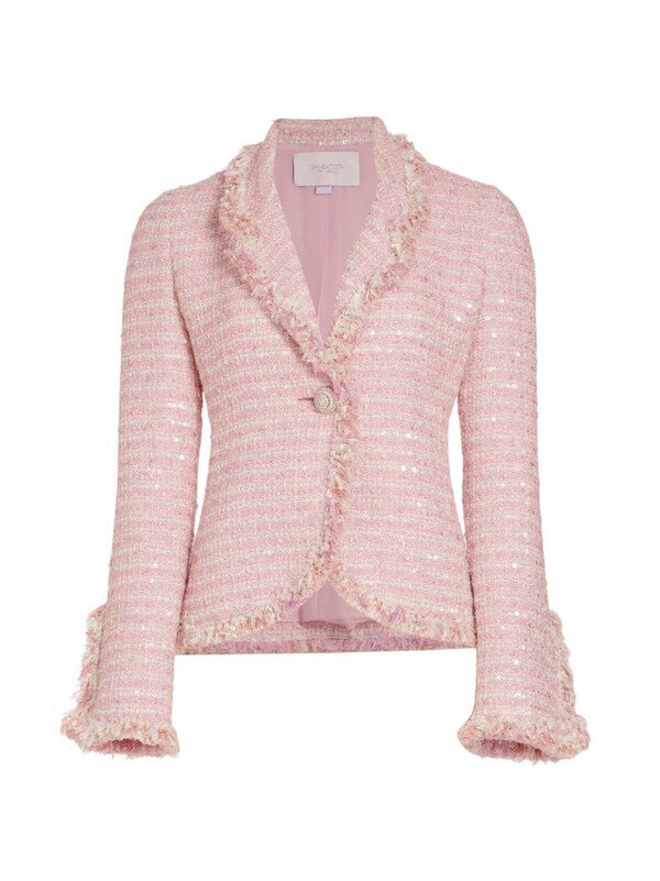 【送料無料】 ジャンバティスタ ヴァリ レディース ジャケット・ブルゾン アウター Fringe-Trimmed Tweed Single-Breasted Jacket pink multi
