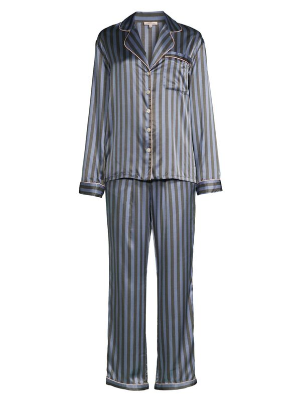 【送料無料】 モーガンレーン レディース ナイトウェア アンダーウェア Tommy Striped Pajama Set stone