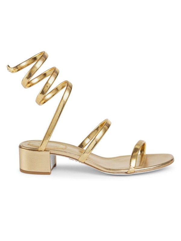 ̵ ͡ ǥ  塼 40MM Metallic Leather Wrap Sandals gold