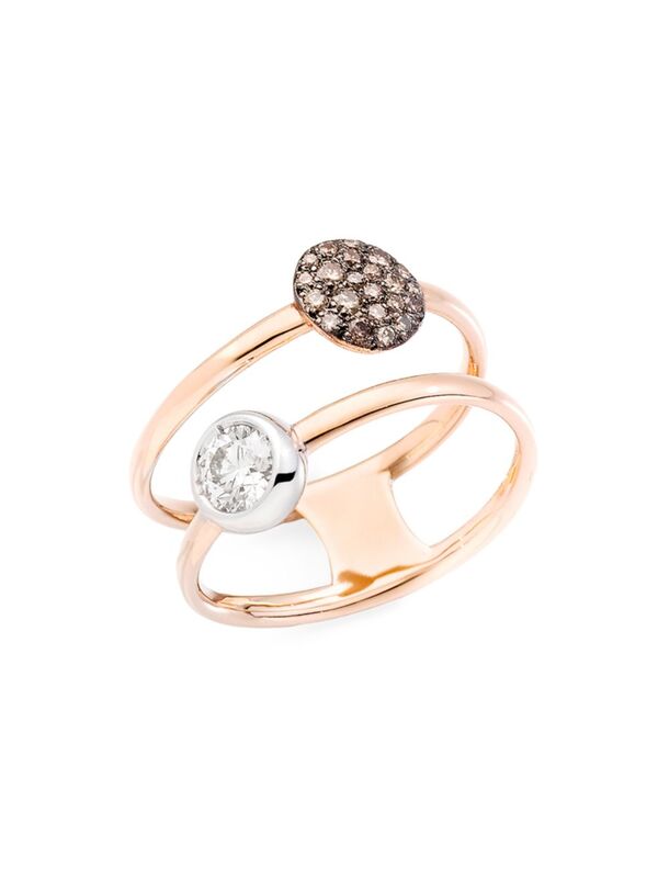 ポメラート 【送料無料】 ポメラート レディース リング アクセサリー Sabbia 18K Rose & White Gold, White & Brown Diamond Open Ring pink