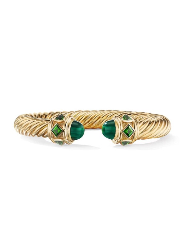 【送料無料】 デイビット・ユーマン レディース ブレスレット・バングル・アンクレット アクセサリー Renaissance Bracelet in 18K Yellow Gold With Gemstones malachite