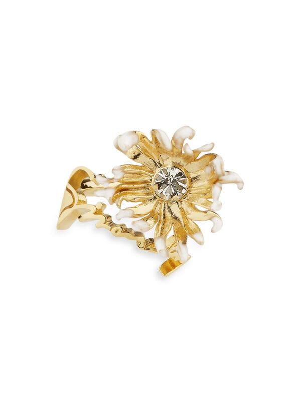 【送料無料】 ジバンシー レディース リング アクセサリー Daisy Ring In Metal And Enamel With Crystal golden white