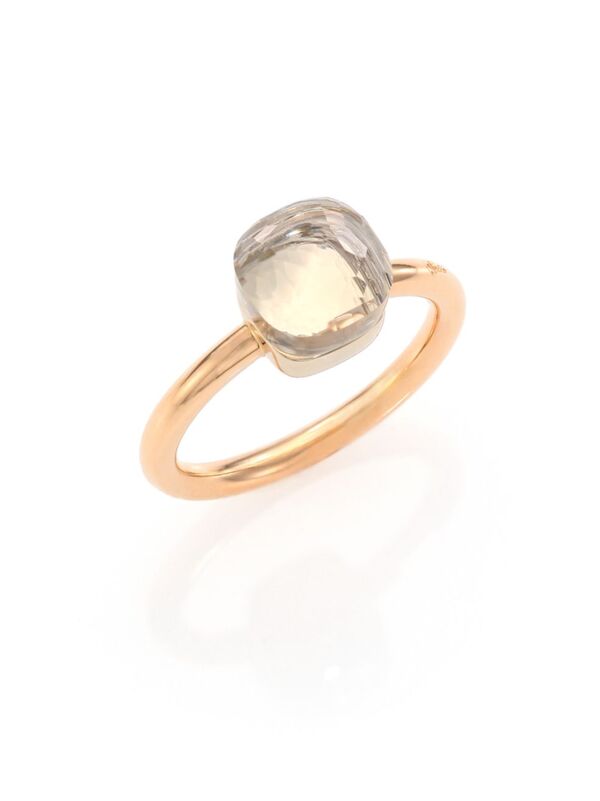 ポメラート 【送料無料】 ポメラート レディース リング アクセサリー Nudo 18K Rose Gold & White Topaz Petite Square Ring rose gold