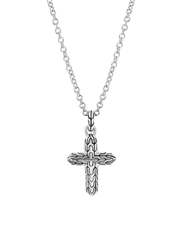 【送料無料】 ジョン・ハーディー レディース ネックレス・チョーカー・ペンダントトップ アクセサリー Classic Chain Sterling Silver Cross Pendant Necklace silver