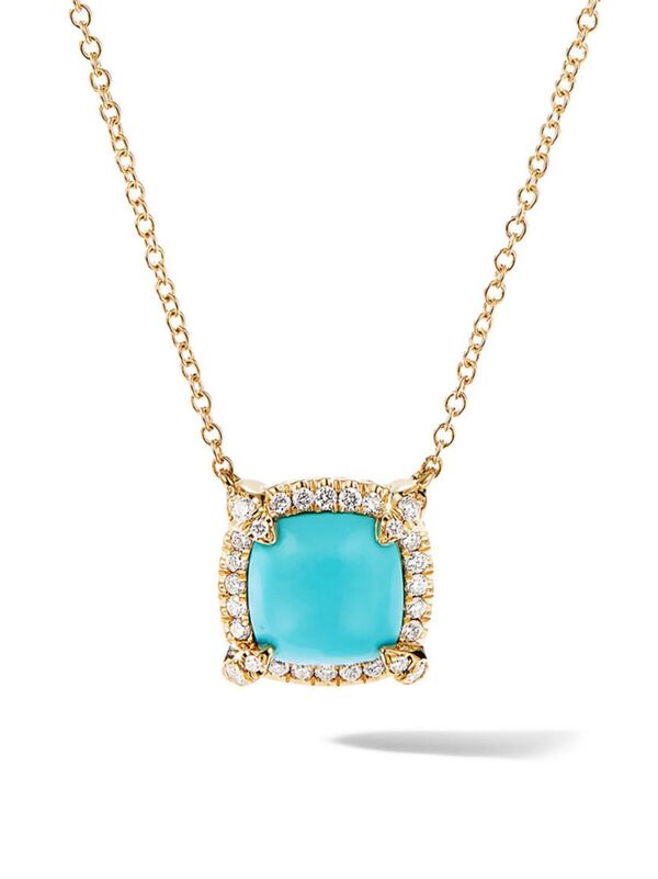 yz fCrbgE[} fB[X lbNXE`[J[Ey_ggbv ANZT[ Petite ChatelaineR Pave Bezel Pendant Necklace in 18K Yellow Gold with Diamonds turquoise