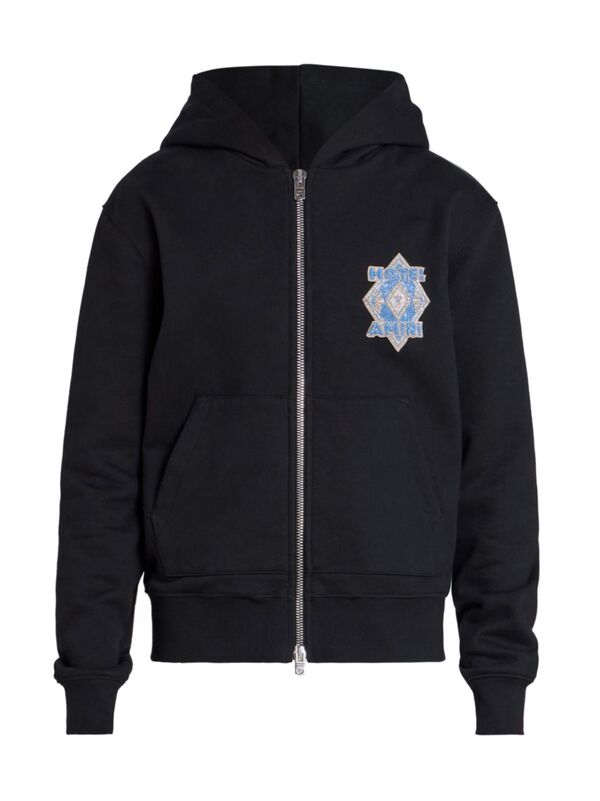 ̵ ߥ  ѡå աǥ  Hotel Amiri Patch Zip-Up Hoodie black