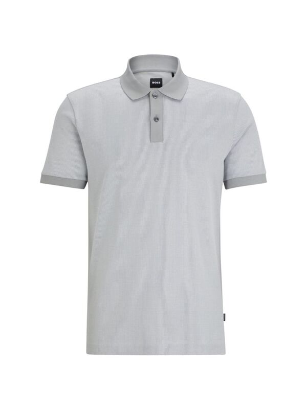  ボス メンズ ポロシャツ トップス Structured-Cotton Polo Shirt with Mercerized Finish grey