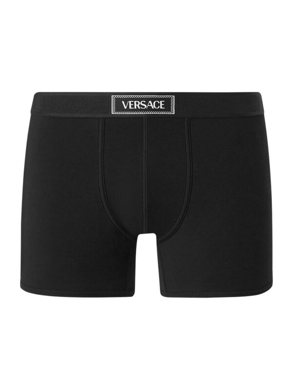 【送料無料】 ヴェルサーチ メンズ ボクサーパンツ アンダーウェア Logo Cotton-Blend Boxers black