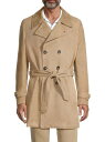 【送料無料】 イザイア メンズ ジャケット・ブルゾン アウター Suede Double-Breasted Trench Coat dark beige