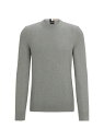  ボス メンズ ニット・セーター アウター Micro-Structured Crew-Neck Sweater in Cotton grey