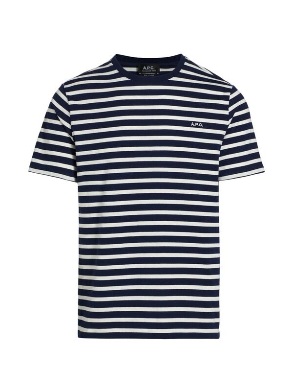【送料無料】 アーペーセー メンズ Tシャツ トップス Emilien Striped Crewneck T-Shirt dark navy