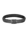 【送料無料】 ジョン・ハーディー メンズ ブレスレット・バングル・アンクレット アクセサリー Chain Collection Black Rhodium-Plated Sterling Silver & Black Sapphire Icon Woven Chain Bracelet black