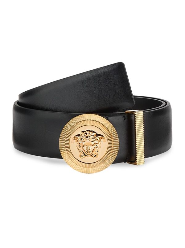 ヴェルサーチェ ビジネスベルト メンズ 【送料無料】 ヴェルサーチ メンズ ベルト アクセサリー Medusa Biggie Leather Belt black versace gold
