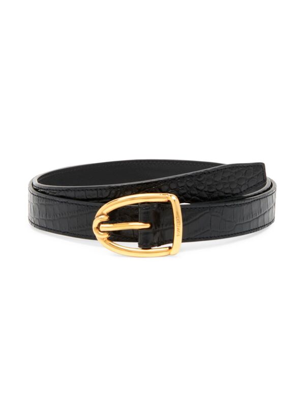 トムフォード 【送料無料】 トム・フォード メンズ ベルト アクセサリー Printed Alligator Angled Buckle Leather Belt black